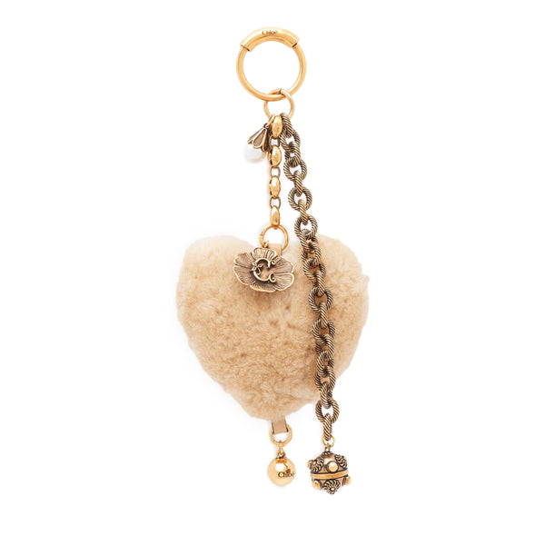 Symbols Heart Shearling Charm, Beige
